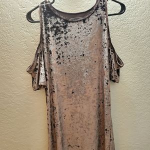 Velvet cold shoulder cocktail dress